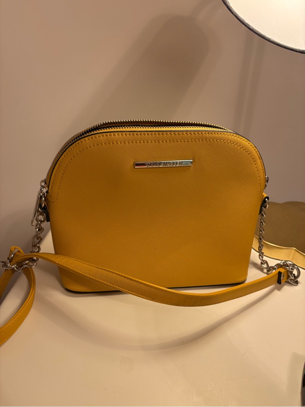 Steve Madden Saffiano Dome Crossbody Bag Yellow